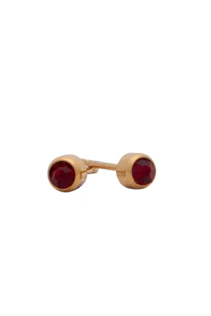 EURO 51270 Red Ruby Crystal July Birthstone Gold Studs