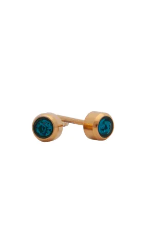 EURO 51320 Blue Zircon Crystal December Birthstone 4mm Gold Studs