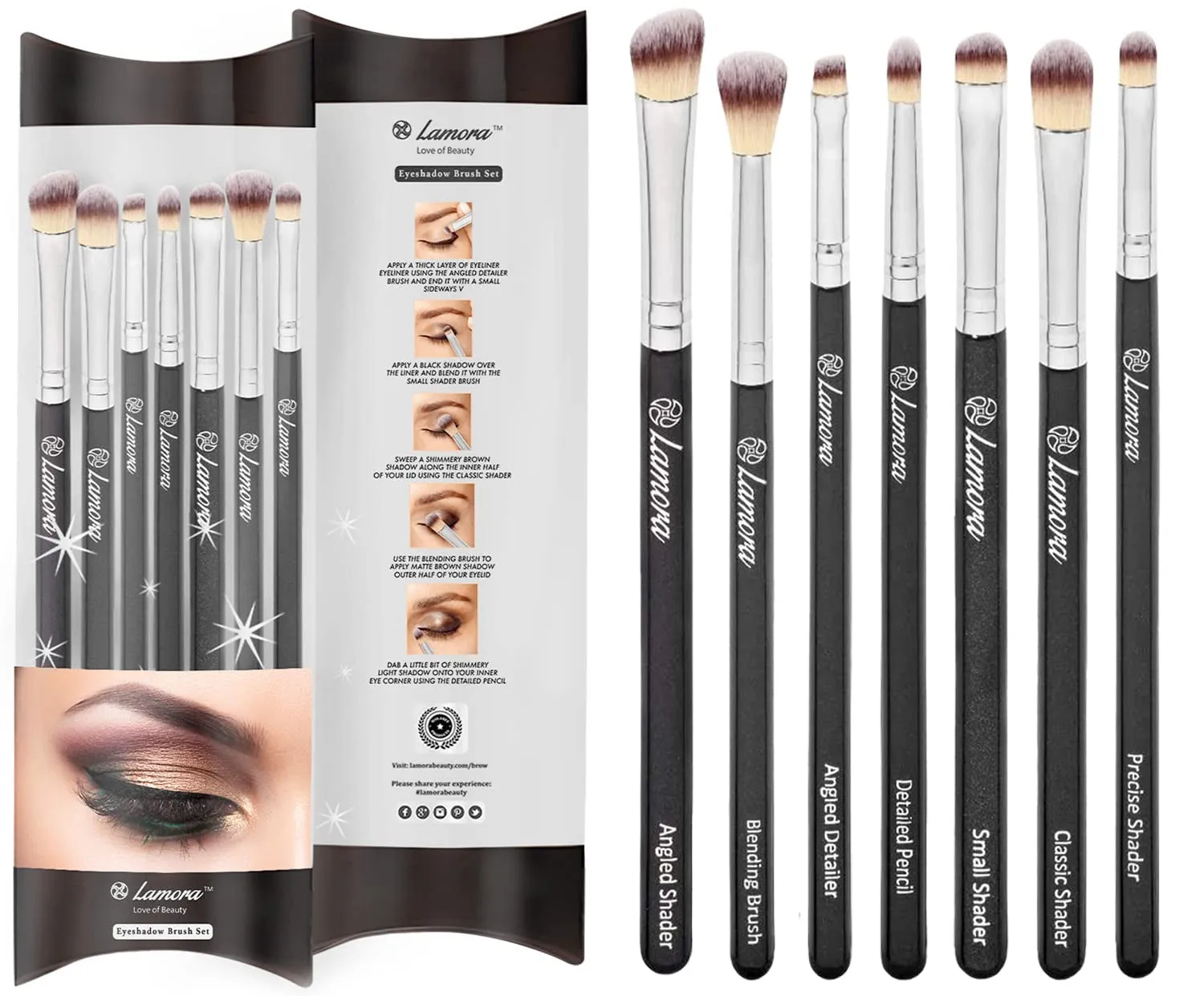 Eye Makeup Brushes Eyeshadow Brush Set - 7Pcs Soft Synthetic Eyeshadow Blending Brush Kit - for Blending Eyeshadow, Eyeliner, Crease, Eyebrow - Long Lasting, Apply Better, Flawless Look Makeup