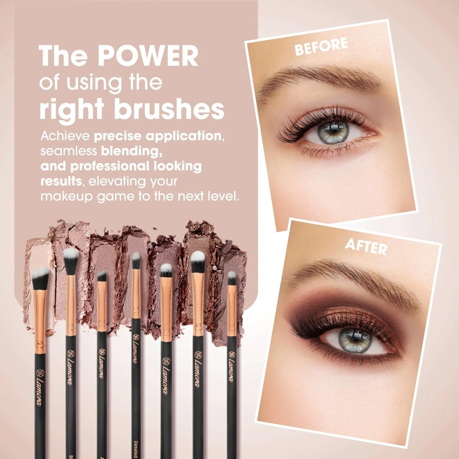 Eye Makeup Brushes Eyeshadow Brush Set - 7Pcs Soft Synthetic Eyeshadow Blending Brush Kit - for Blending Eyeshadow, Eyeliner, Crease, Eyebrow - Long Lasting, Apply Better, Flawless Look Makeup