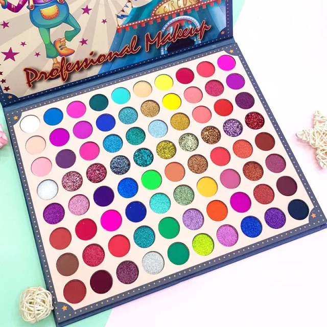 Eyeshadow Palette 48 Color Pressed Glitter Shimmer Matte -Neon Metallic Makeup