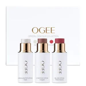Face Stick Crystal Collection Trio - Contour Stick Makeup Collection - Certified Organic Contour Palette - Includes Bronzer Stick, Blush Stick & Highlighter Stick