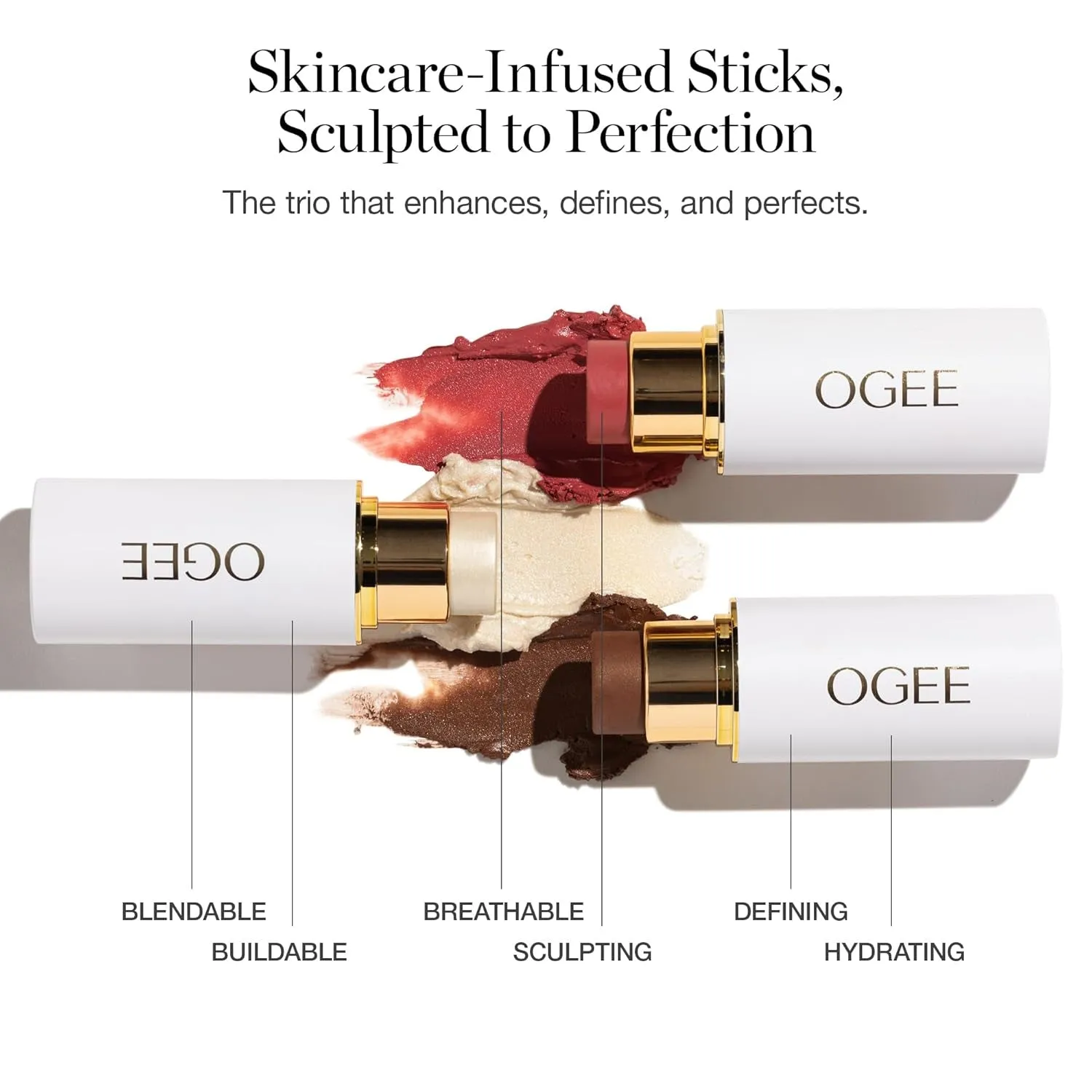 Face Stick Crystal Collection Trio - Contour Stick Makeup Collection - Certified Organic Contour Palette - Includes Bronzer Stick, Blush Stick & Highlighter Stick