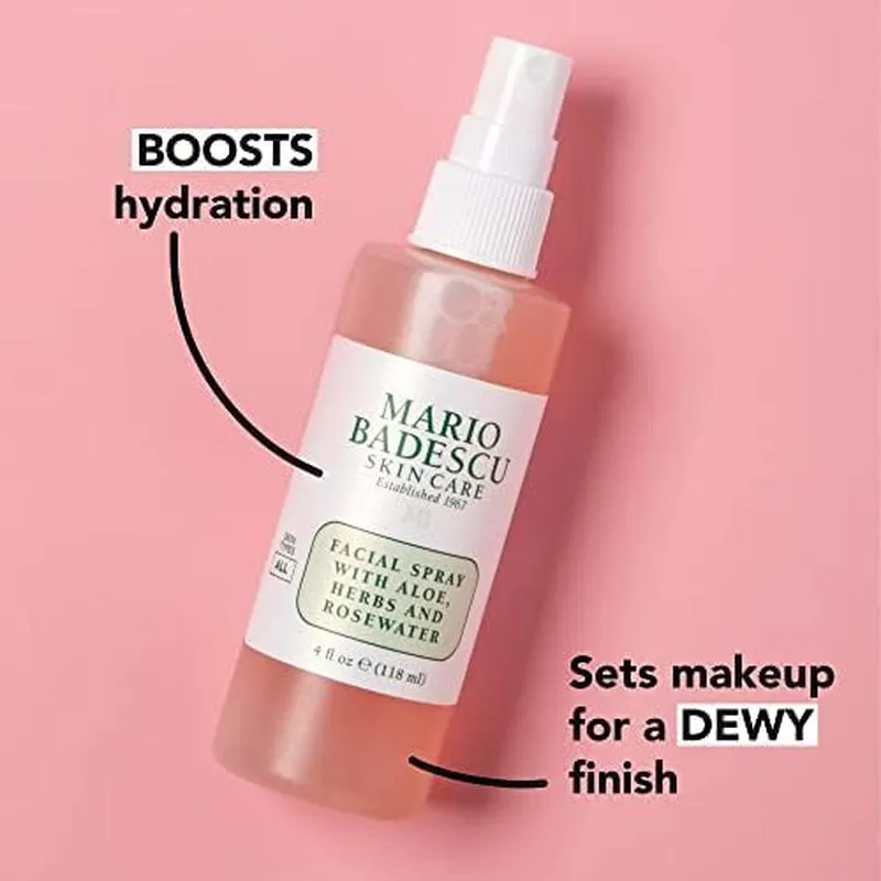 Facial Spray with Aloe, Herbs and Rose Water for All Skin Types, Face Mist That Hydrates, Rejuvenates & Clarifies