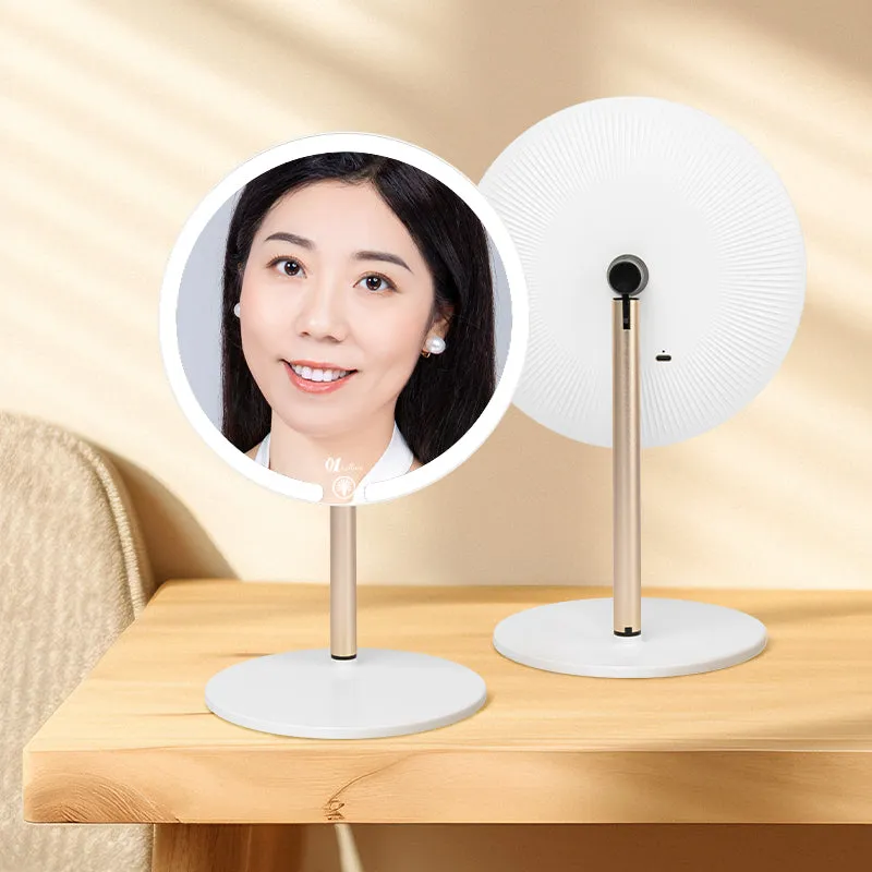 Factory Stand Smart Small Single Side Round Shape Base desktop Makeup Led  Mirror