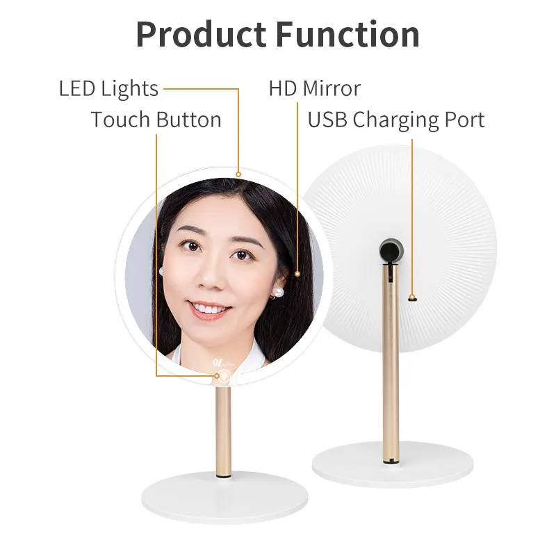 Factory Stand Smart Small Single Side Round Shape Base desktop Makeup Led  Mirror