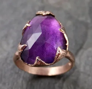 Fancy cut Amethyst Rose Gold Ring Gemstone Solitaire recycled 14k statement cocktail statement 1219