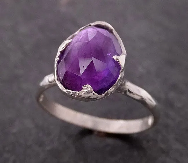 fancy cut amethyst sterling silver ring gemstone solitaire recycled statement ss00011 Alternative Engagement