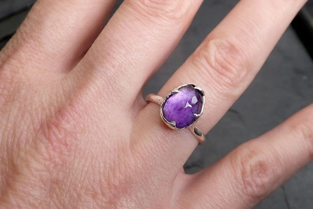 fancy cut amethyst sterling silver ring gemstone solitaire recycled statement ss00011 Alternative Engagement