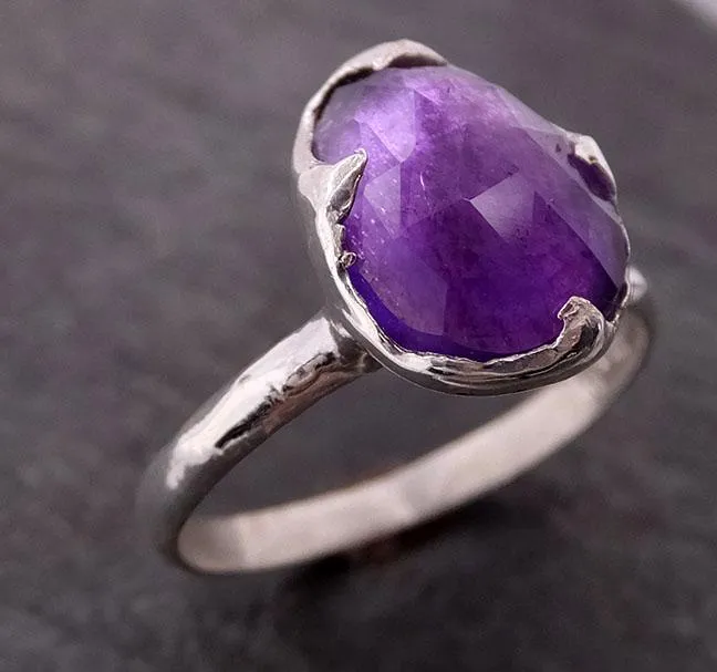 fancy cut amethyst sterling silver ring gemstone solitaire recycled statement ss00011 Alternative Engagement