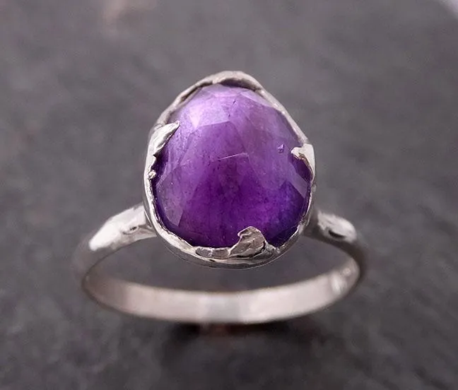 fancy cut amethyst sterling silver ring gemstone solitaire recycled statement ss00011 Alternative Engagement