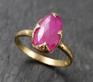 Fancy cut Burma Ruby Yellow Gold Ring Gemstone Solitaire recycled 18k statement cocktail statement 1513