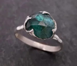 fancy cut indicolite blue green tourmaline sterling silver ring gemstone solitaire recycled statement ss00013 Alternative Engagement