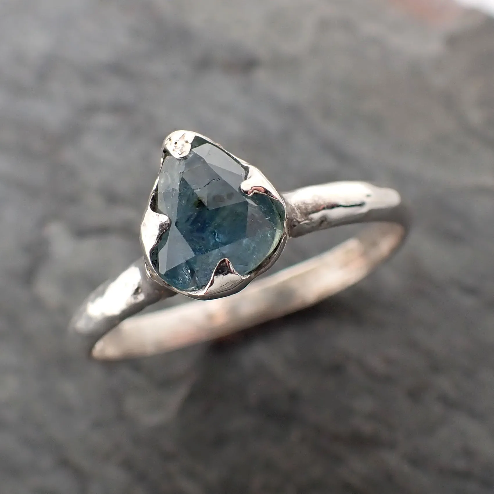 fancy cut montana sapphire sterling silver ring gemstone solitaire recycled statement ss00078 Alternative Engagement