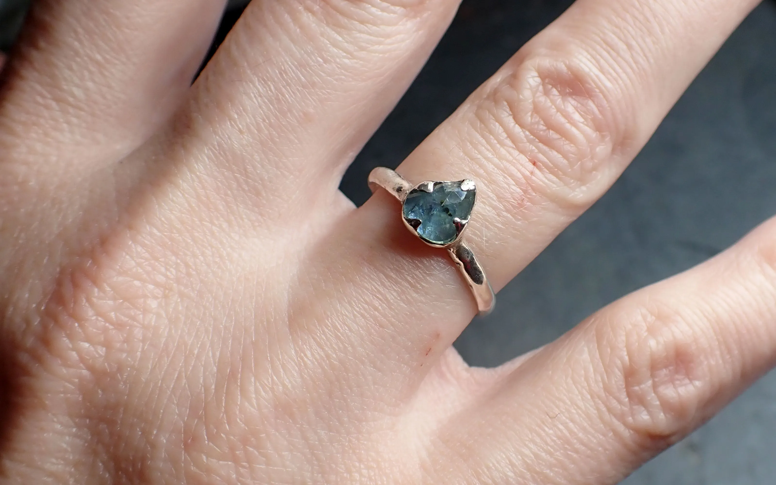 fancy cut montana sapphire sterling silver ring gemstone solitaire recycled statement ss00078 Alternative Engagement