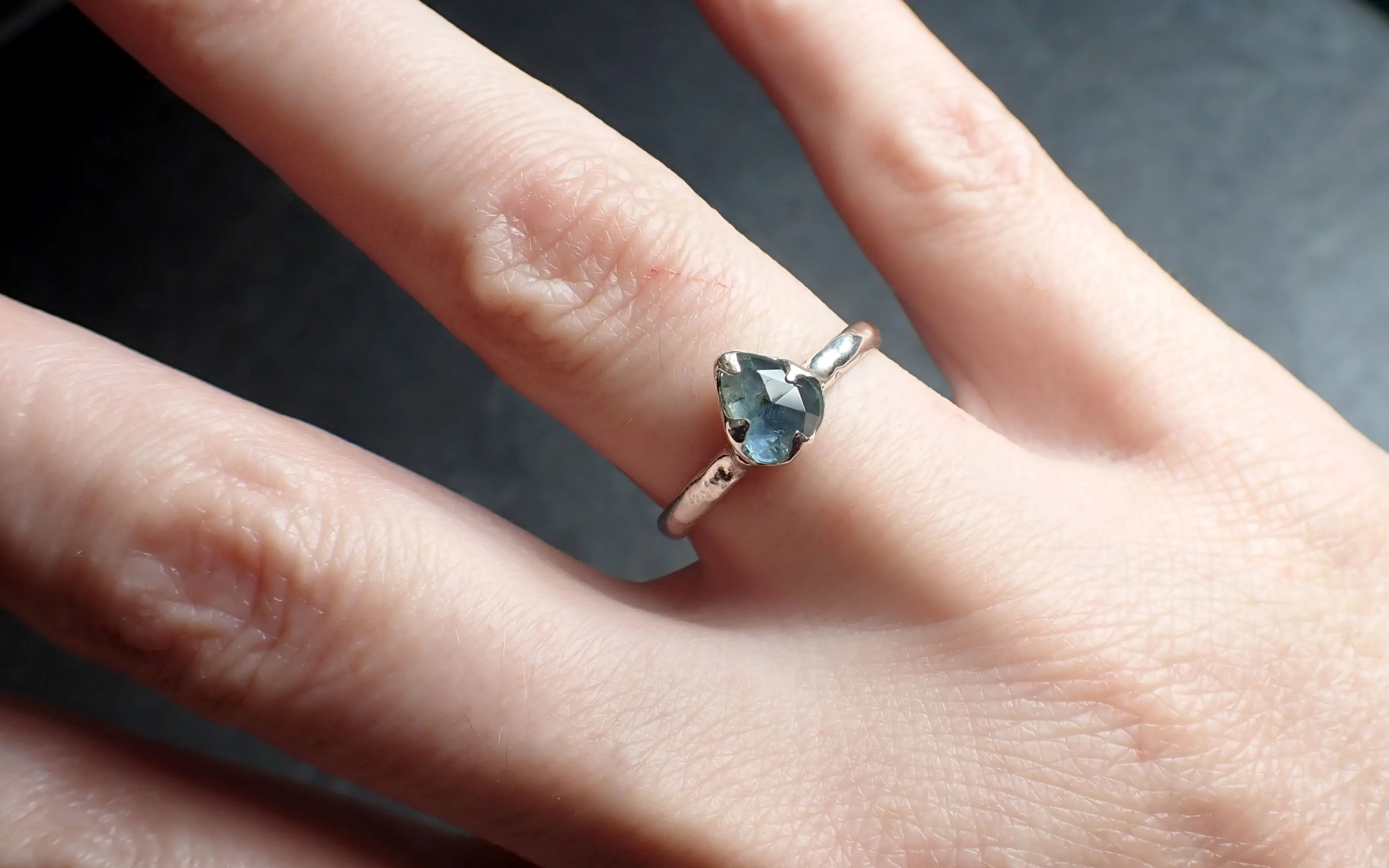 fancy cut montana sapphire sterling silver ring gemstone solitaire recycled statement ss00078 Alternative Engagement