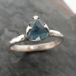 fancy cut montana sapphire sterling silver ring gemstone solitaire recycled statement ss00078 Alternative Engagement