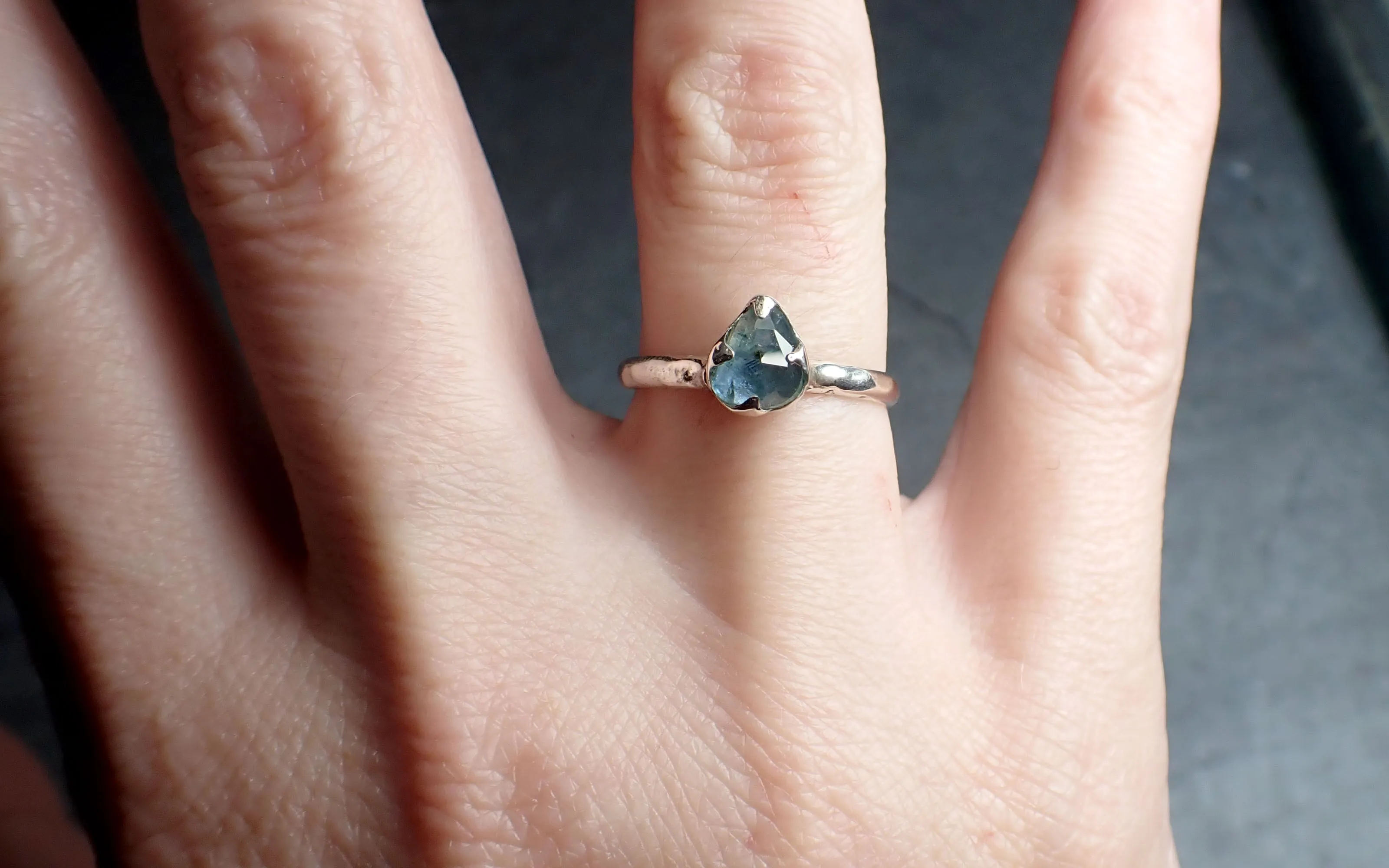 fancy cut montana sapphire sterling silver ring gemstone solitaire recycled statement ss00078 Alternative Engagement