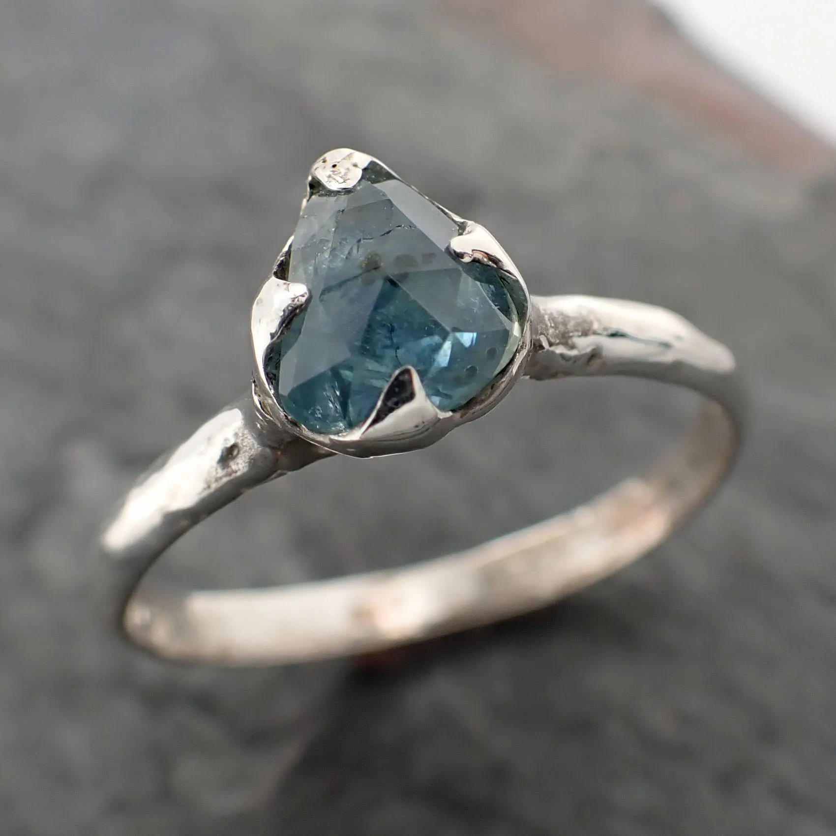 fancy cut montana sapphire sterling silver ring gemstone solitaire recycled statement ss00078 Alternative Engagement