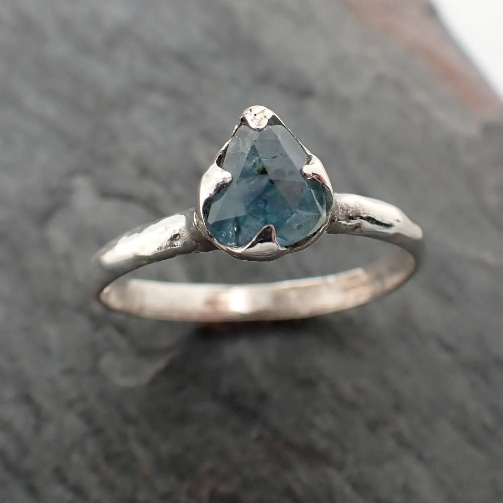 fancy cut montana sapphire sterling silver ring gemstone solitaire recycled statement ss00078 Alternative Engagement