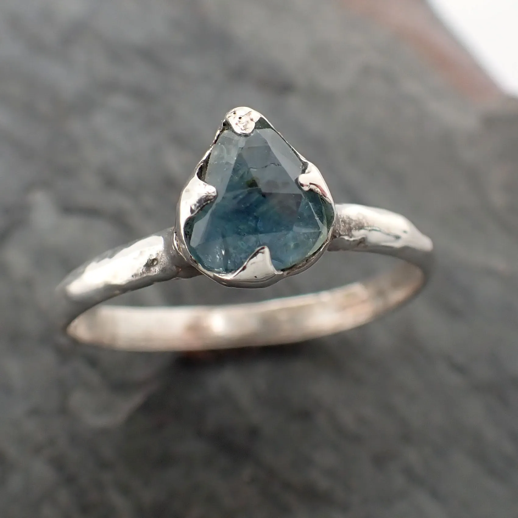 fancy cut montana sapphire sterling silver ring gemstone solitaire recycled statement ss00078 Alternative Engagement