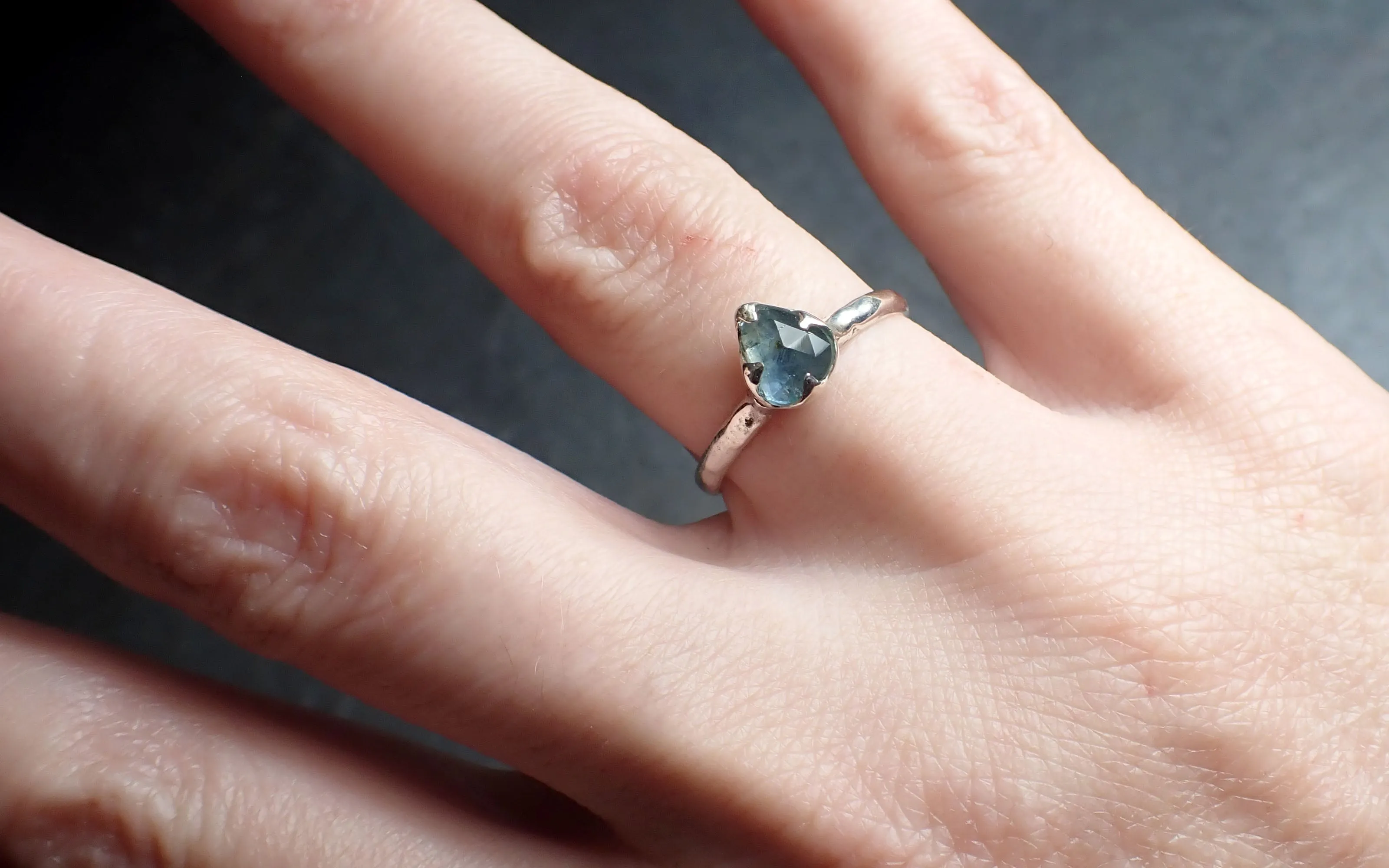 fancy cut montana sapphire sterling silver ring gemstone solitaire recycled statement ss00078 Alternative Engagement