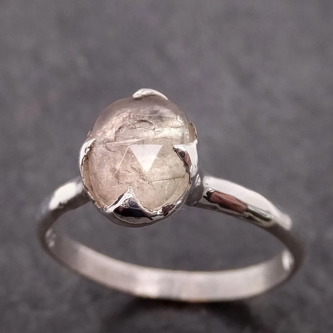 fancy cut peach tourmaline sterling silver ring gemstone solitaire recycled statement ss00046 Alternative Engagement
