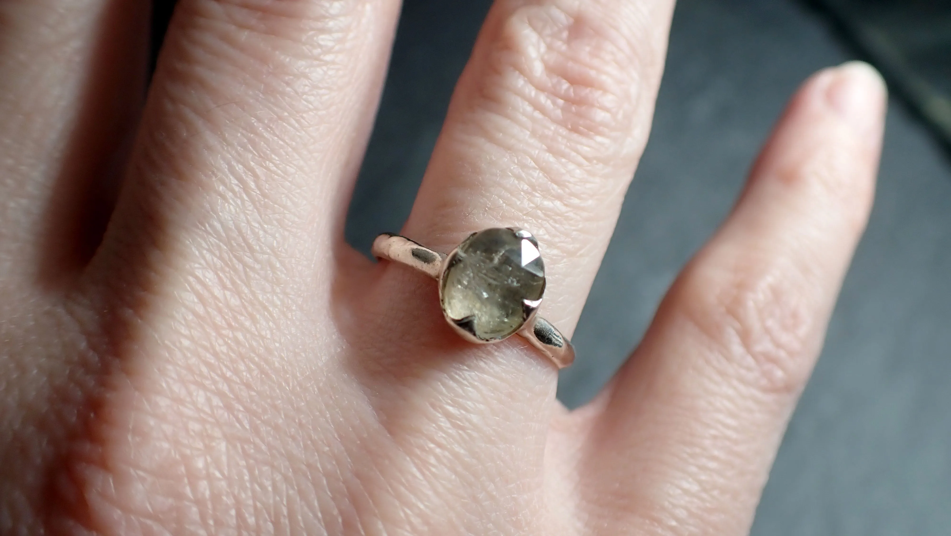 fancy cut peach tourmaline sterling silver ring gemstone solitaire recycled statement ss00046 Alternative Engagement
