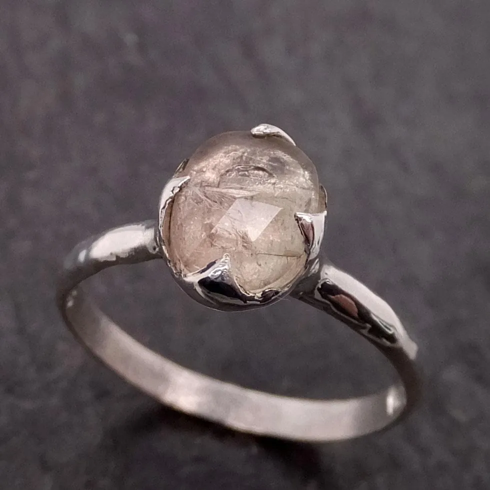 fancy cut peach tourmaline sterling silver ring gemstone solitaire recycled statement ss00046 Alternative Engagement