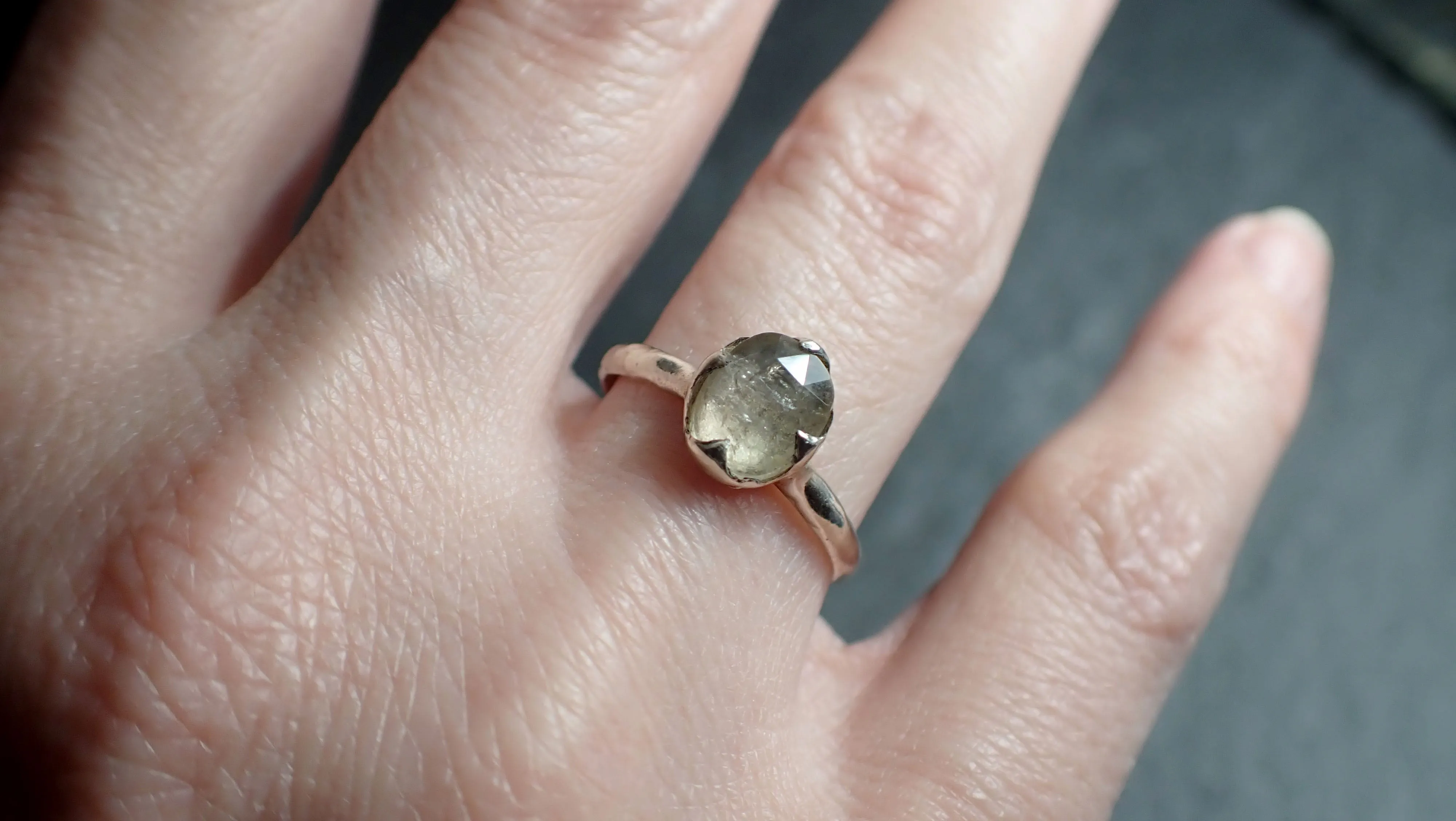 fancy cut peach tourmaline sterling silver ring gemstone solitaire recycled statement ss00046 Alternative Engagement