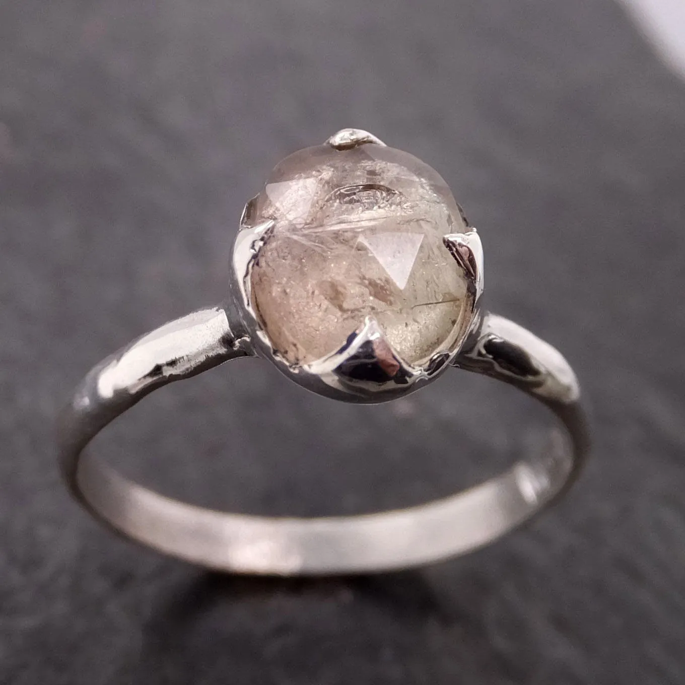 fancy cut peach tourmaline sterling silver ring gemstone solitaire recycled statement ss00046 Alternative Engagement
