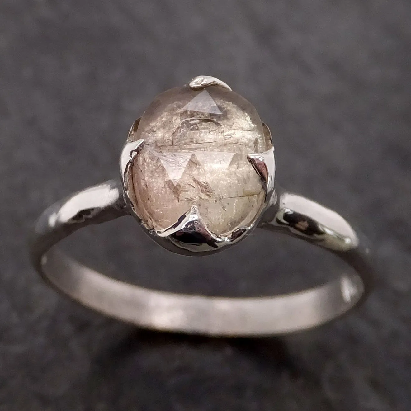 fancy cut peach tourmaline sterling silver ring gemstone solitaire recycled statement ss00046 Alternative Engagement