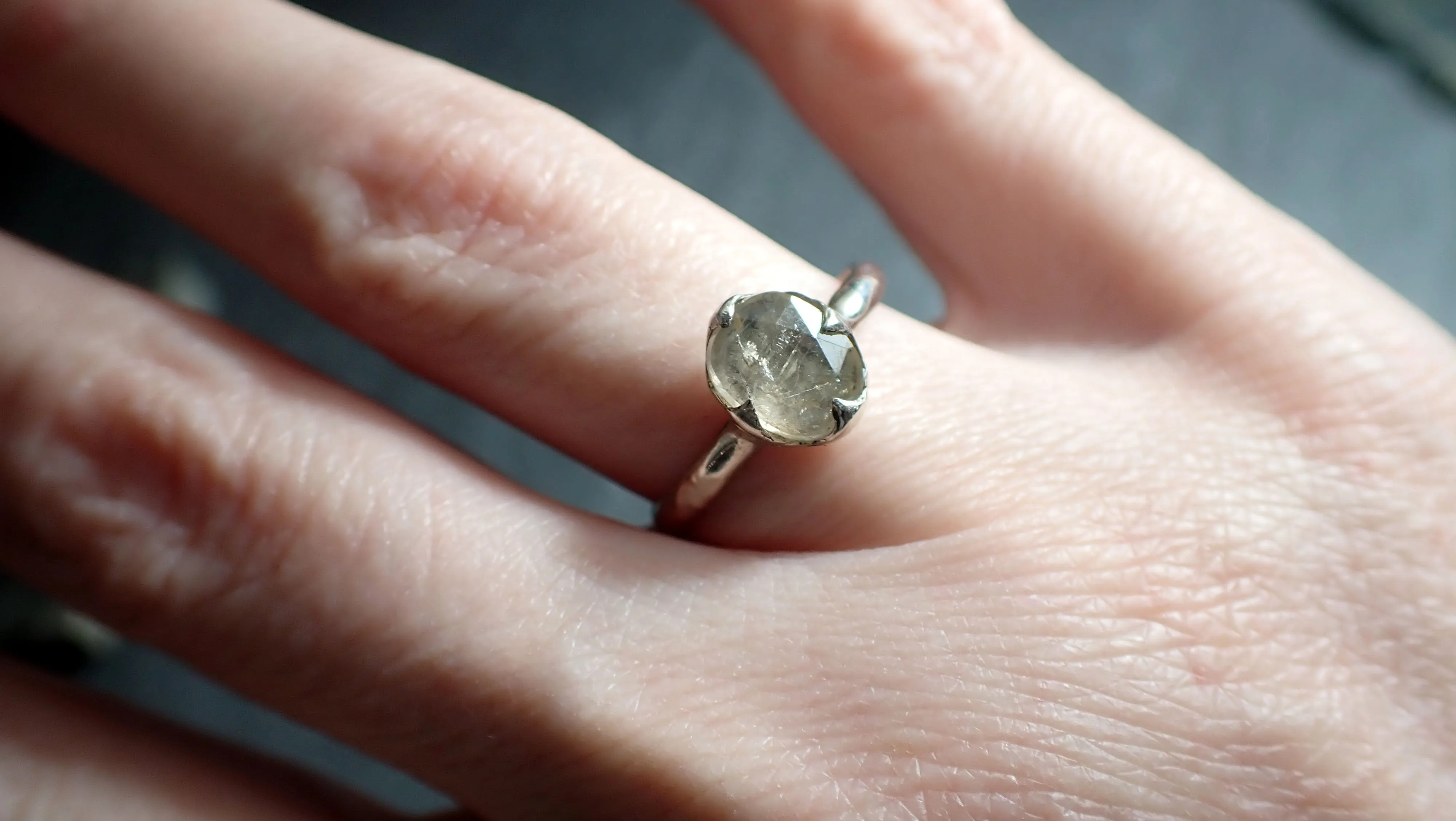 fancy cut peach tourmaline sterling silver ring gemstone solitaire recycled statement ss00046 Alternative Engagement