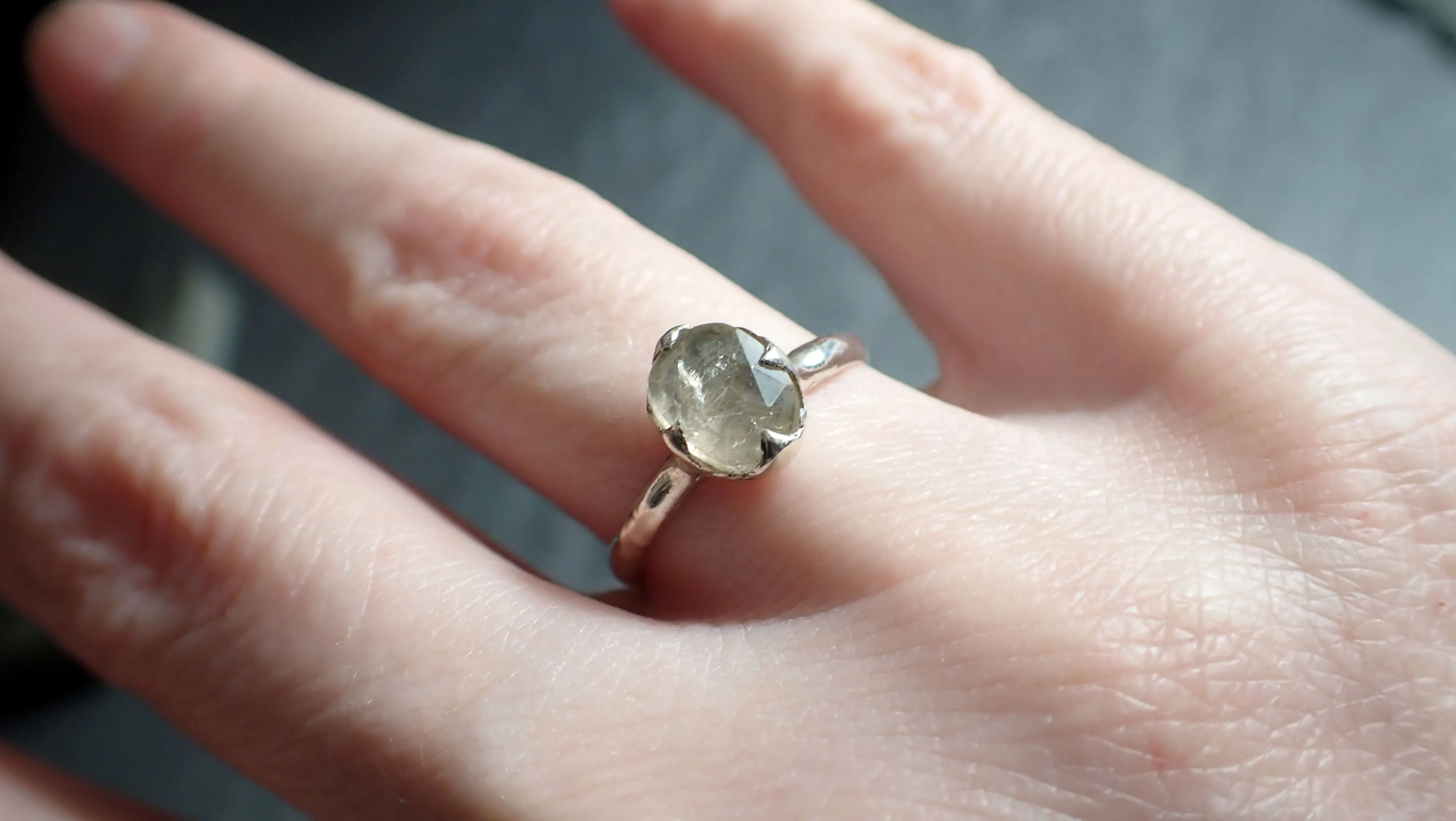 fancy cut peach tourmaline sterling silver ring gemstone solitaire recycled statement ss00046 Alternative Engagement