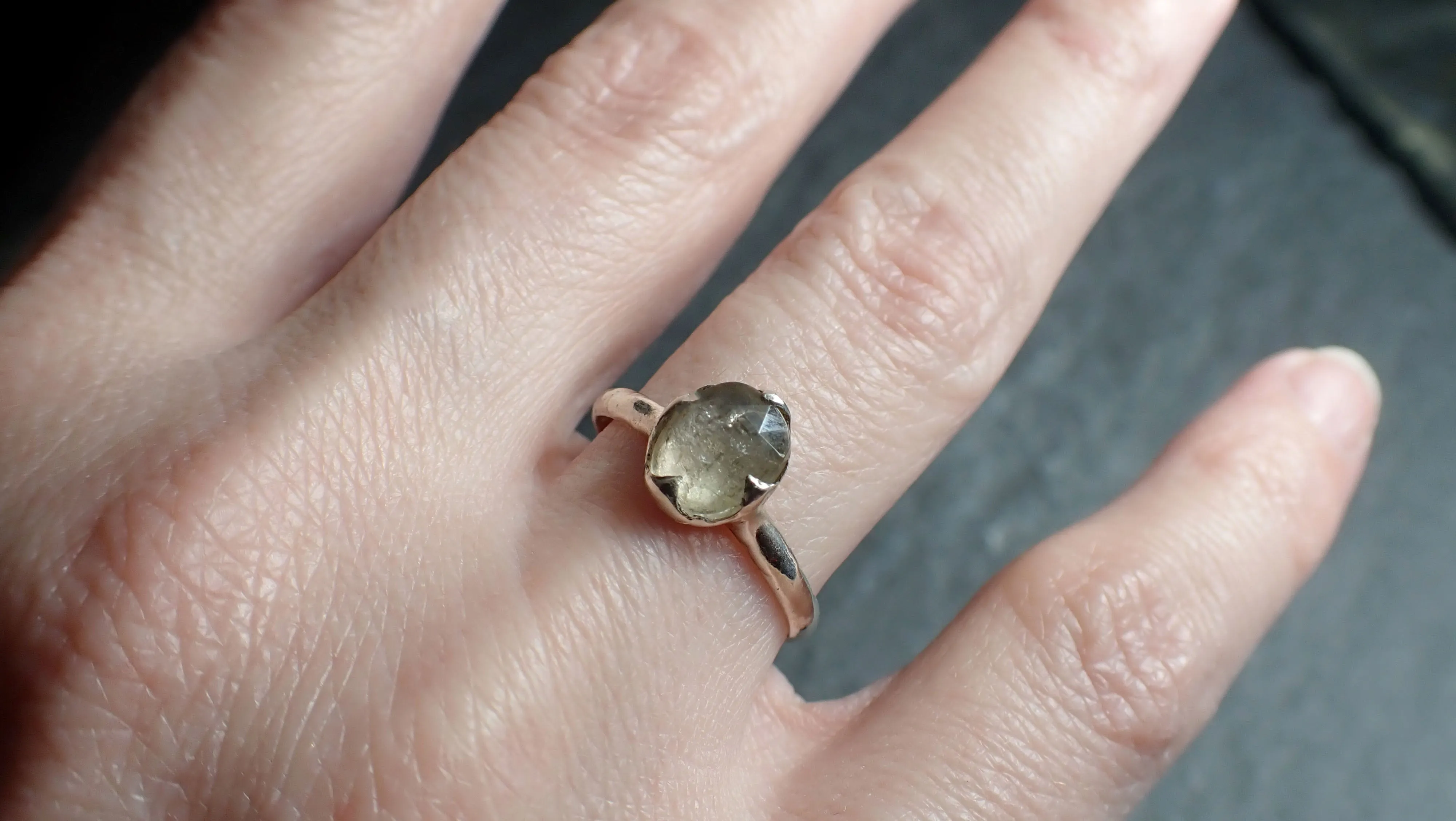 fancy cut peach tourmaline sterling silver ring gemstone solitaire recycled statement ss00046 Alternative Engagement