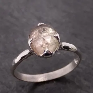 fancy cut peach tourmaline sterling silver ring gemstone solitaire recycled statement ss00046 Alternative Engagement