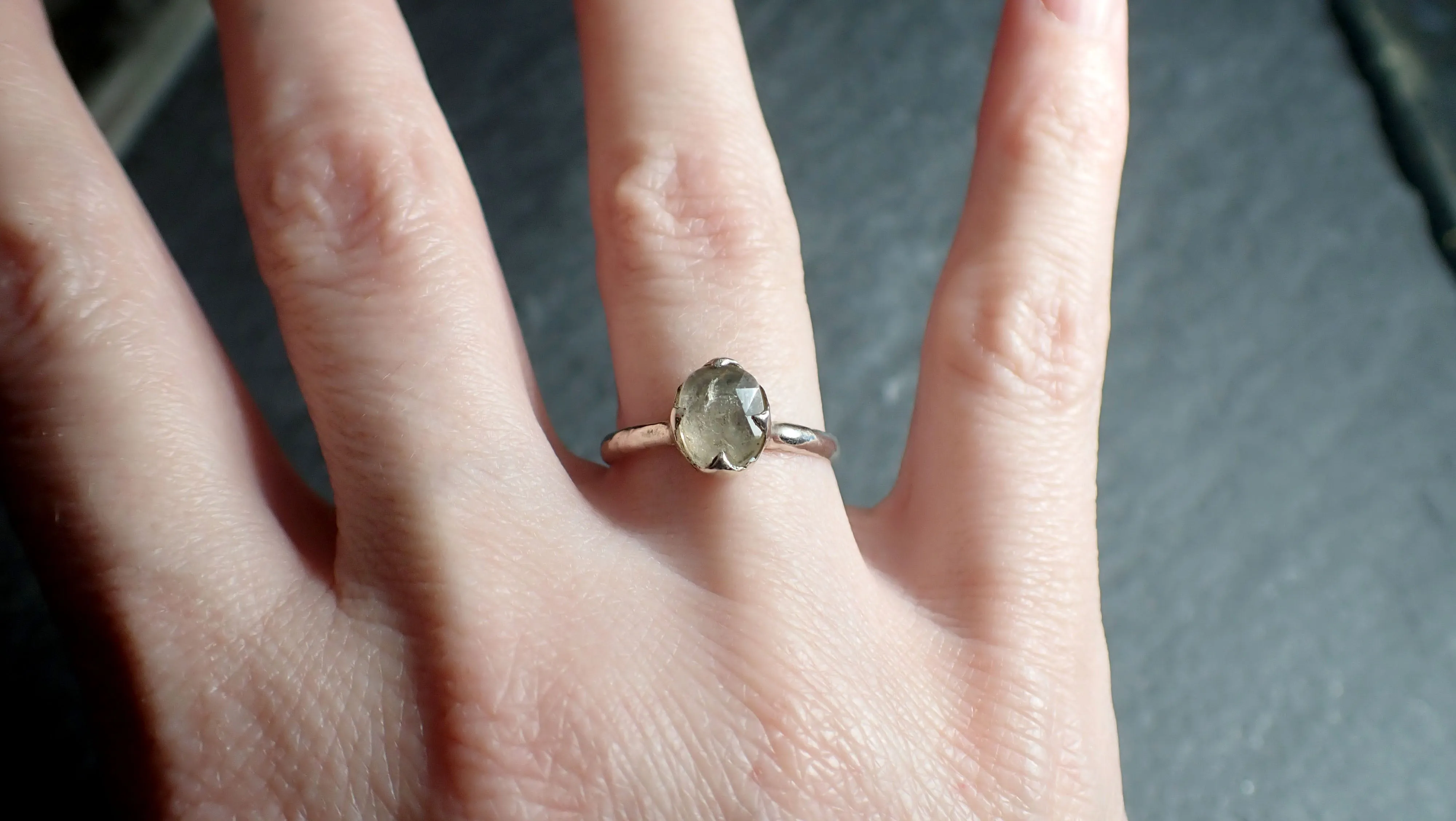 fancy cut peach tourmaline sterling silver ring gemstone solitaire recycled statement ss00046 Alternative Engagement