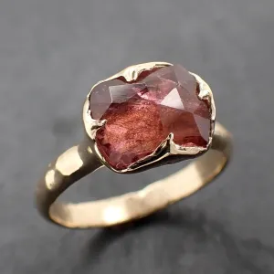 Fancy cut pink Tourmaline Gold Ring Gemstone Solitaire recycled 14k yellow gold statement 3311