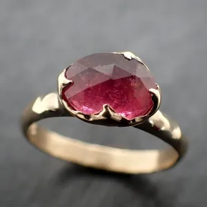 Fancy cut pink Tourmaline Gold Ring Gemstone Solitaire recycled 14k yellow gold statement 3316