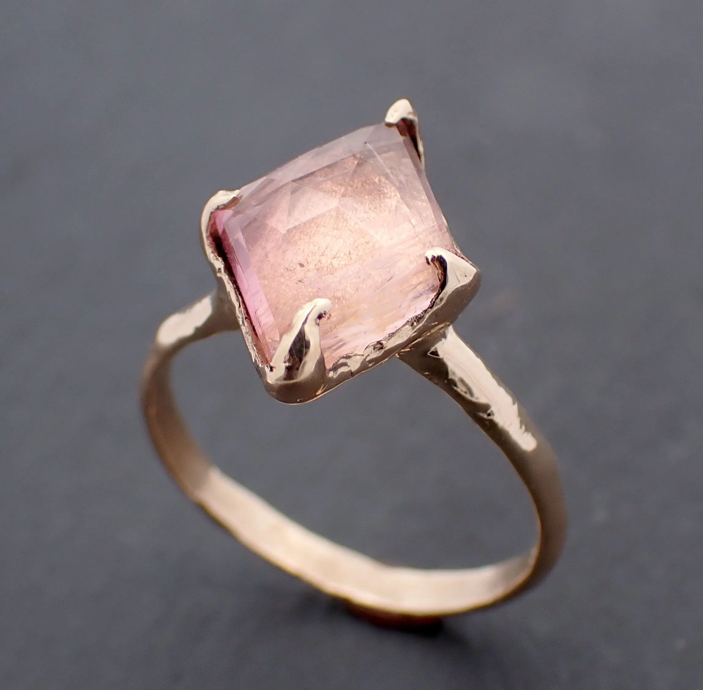 Fancy cut pink Tourmaline Gold Ring Gemstone Solitaire recycled 14k yellow gold statement cocktail statement 3298