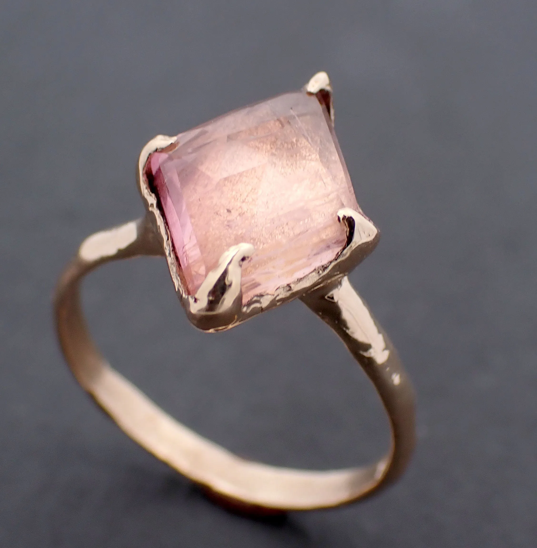 Fancy cut pink Tourmaline Gold Ring Gemstone Solitaire recycled 14k yellow gold statement cocktail statement 3298