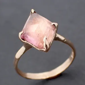 Fancy cut pink Tourmaline Gold Ring Gemstone Solitaire recycled 14k yellow gold statement cocktail statement 3298