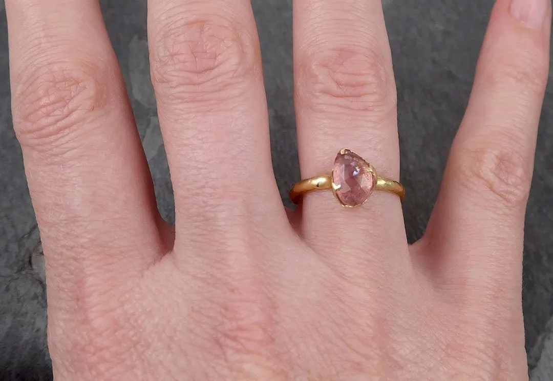 Fancy cut pink Tourmaline Gold Ring Gemstone Solitaire recycled 18k yellow gold statement cocktail statement 1685