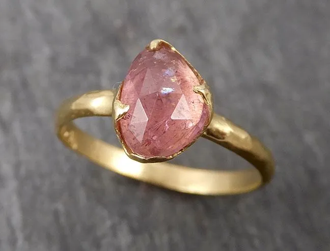 Fancy cut pink Tourmaline Gold Ring Gemstone Solitaire recycled 18k yellow gold statement cocktail statement 1685