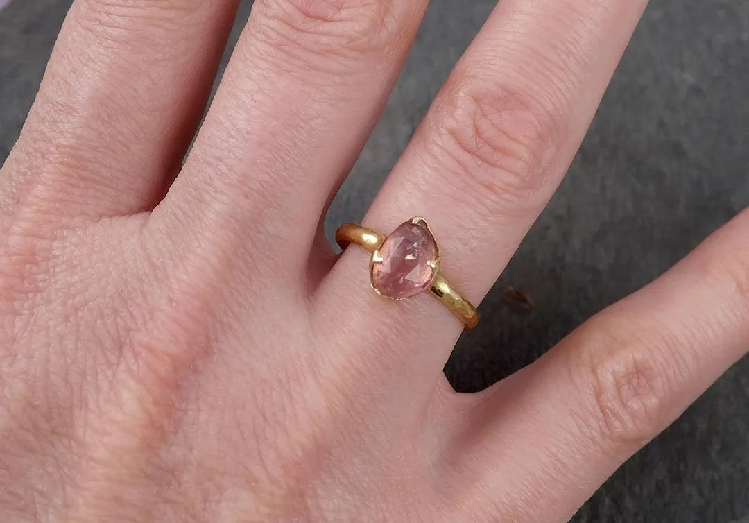 Fancy cut pink Tourmaline Gold Ring Gemstone Solitaire recycled 18k yellow gold statement cocktail statement 1685