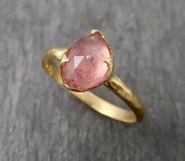 Fancy cut pink Tourmaline Gold Ring Gemstone Solitaire recycled 18k yellow gold statement cocktail statement 1685