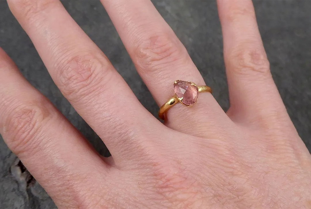 Fancy cut pink Tourmaline Gold Ring Gemstone Solitaire recycled 18k yellow gold statement cocktail statement 1685