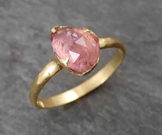 Fancy cut pink Tourmaline Gold Ring Gemstone Solitaire recycled 18k yellow gold statement cocktail statement 1685