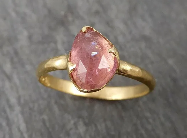 Fancy cut pink Tourmaline Gold Ring Gemstone Solitaire recycled 18k yellow gold statement cocktail statement 1685