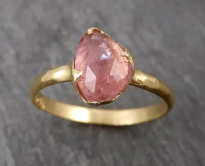 Fancy cut pink Tourmaline Gold Ring Gemstone Solitaire recycled 18k yellow gold statement cocktail statement 1685